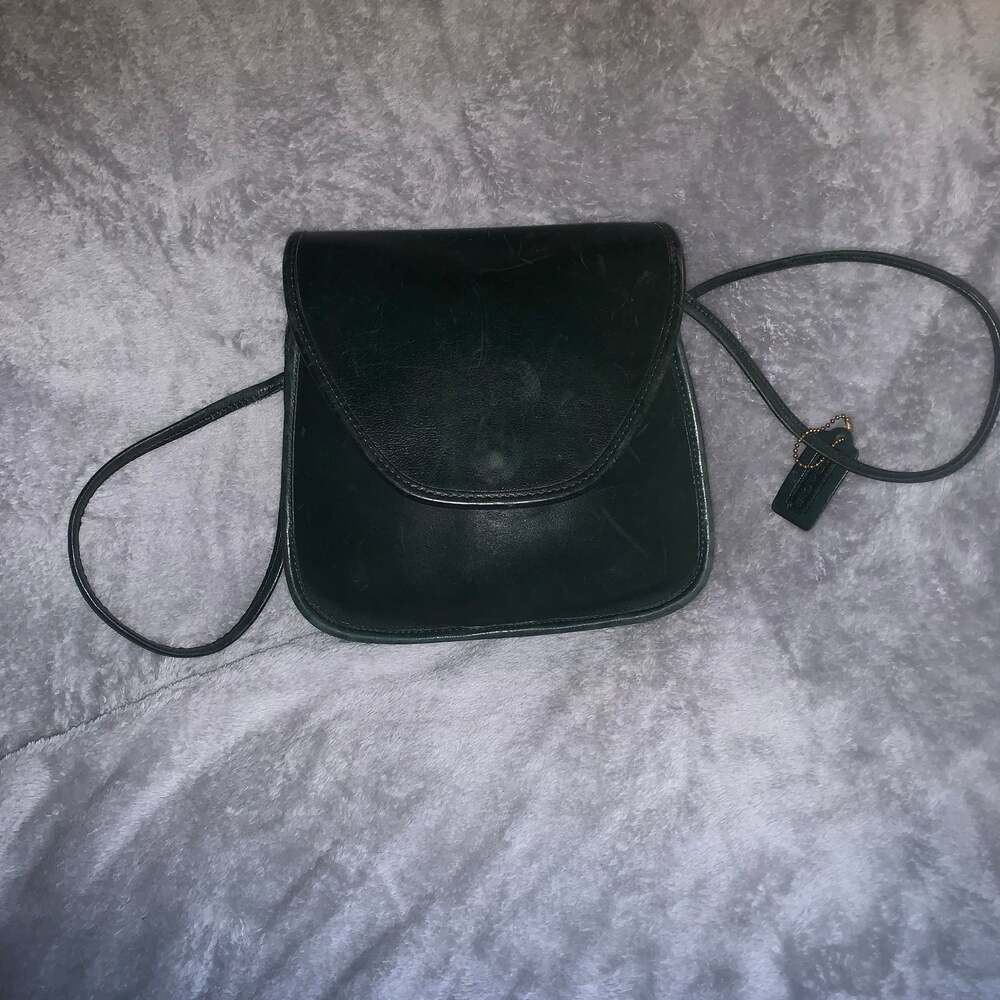 Vintage Coach Bag Black Leather Crossbody Shoulder Bag - Picture 2 of 6